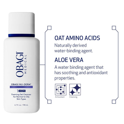 Obagi Nu-Derm Foaming Gel – Gel-Based Cleanser for Normal to Oily & Sensitive Skin